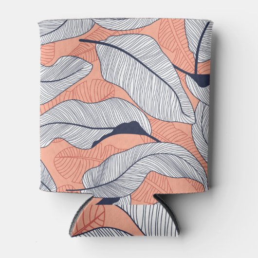 Oerwouden bladeren naadloos tropisch patroon blikjeskoeler (Voorkant)