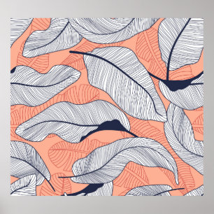 Oerwouden bladeren naadloos tropisch patroon poster