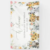 Oerwouden, bloemen, eerste verjaardag welkom spandoek (Verticaal)