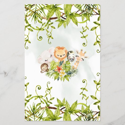 Oerwouden die ik Baby shower Game Kaart ben (Achterkant)