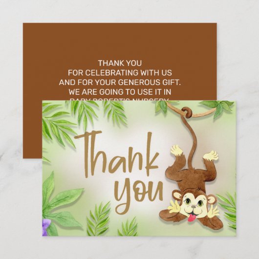 Oerwouden dieren aap babyjongen schoen bedankt (Voorkant / Achterkant)