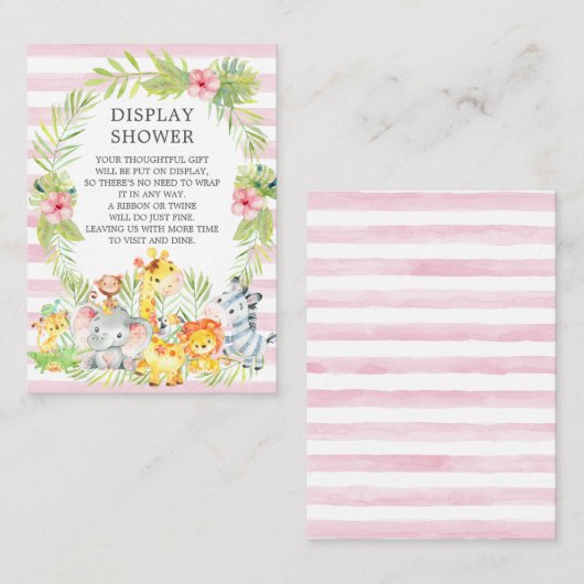 Oerwouden Dieren Baby shower Cadeaushow Informatiekaartje (Voorkant / Achterkant)