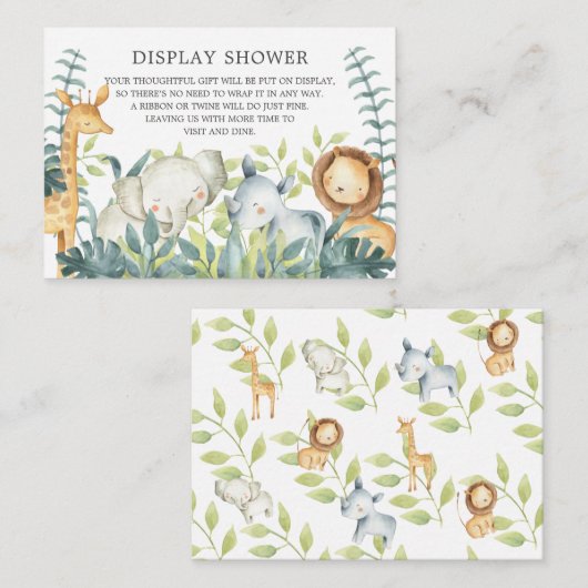 Oerwouden Dieren Baby shower Cadeaushow Informatiekaartje (Voorkant / Achterkant)