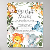 Oerwouden Dieren Baby shower Late Night Diapers Si Poster (Voorkant)