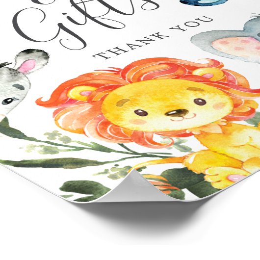 Oerwouden Dieren Baby showers Kaarten en cadeaubon Poster (Hoek)