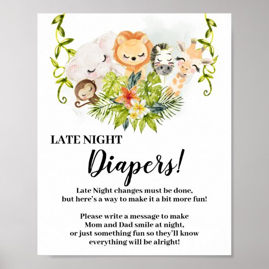 Oerwouden Dieren Het Baby shower van de late nacht Poster (Voorkant)
