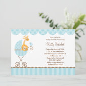 Oerwouden dieren in blauwe roller-uitnodigingen kaart (Staand voorkant)