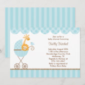 Oerwouden dieren in blauwe roller-uitnodigingen kaart (Voorkant / Achterkant)