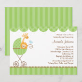 Oerwouden dieren in groene roller-uitnodigingen kaart (Voorkant / Achterkant)