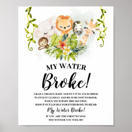 Oerwouden Dieren Mijn Baby shower voor waterbroke Poster