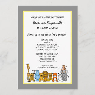 Oerwouden Dieren Neutral Gender Baby shower nodigt Kaart