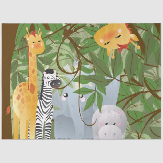 Oerwouden Dieren Nursery Decoupage Tissuepapier (Voorkant)