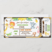Oerwouden dieren Safari Boy First Birthday Ticket Kaart (Voorkant)