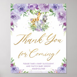 Oerwouden dieren Safari Paars Floral Hartelijk dan Poster