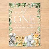 Oerwouden dieren, Safari, Wild One, Eerste Dag Acryl Uitnodigingen (Voorkant)