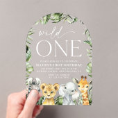 Oerwouden dieren, Safari, Wild One, Eerste Dag Acryl Uitnodigingen (Insitu (Draagbaar))