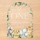 Oerwouden dieren, Safari, Wild One, Eerste Dag Acryl Uitnodigingen (Voorkant)