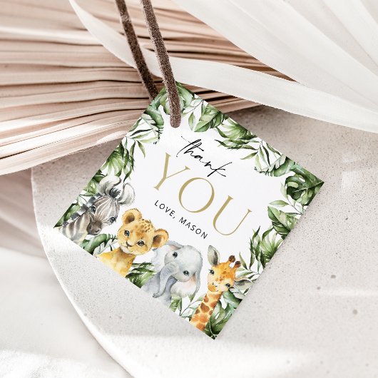 Oerwouden dieren, Safari, Wild One, Eerste Dag Bedankjes Labels