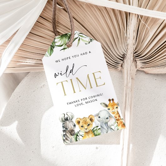 Oerwouden dieren, Safari, Wild One, Eerste Dag Cadeaulabel