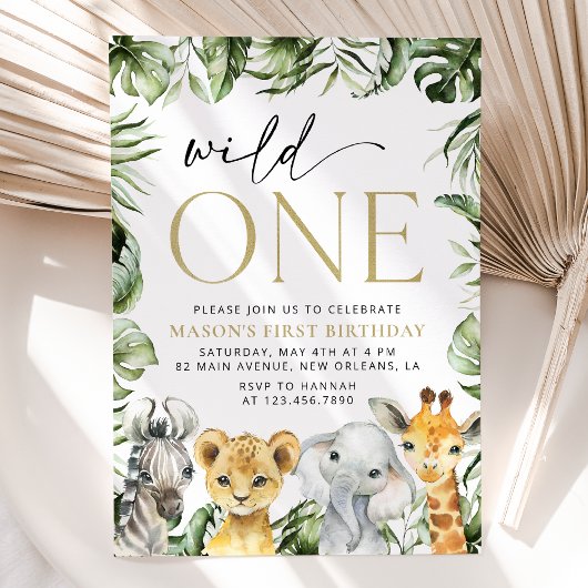 Oerwouden dieren, Safari, Wild One, Eerste Dag Kaart