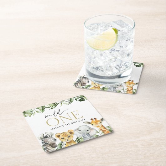 Oerwouden dieren, Safari, Wild One, Eerste Dag Kartonnen Onderzetters (Insitu)