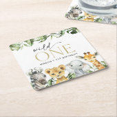 Oerwouden dieren, Safari, Wild One, Eerste Dag Kartonnen Onderzetters (Schuin)