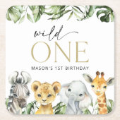 Oerwouden dieren, Safari, Wild One, Eerste Dag Kartonnen Onderzetters (Voorkant)