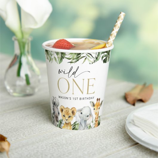 Oerwouden dieren, Safari, Wild One, Eerste Dag Papieren Bekers (Insitu)