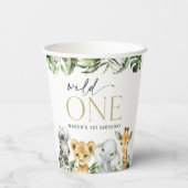 Oerwouden dieren, Safari, Wild One, Eerste Dag Papieren Bekers (Achterkant)