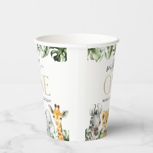 Oerwouden dieren, Safari, Wild One, Eerste Dag Papieren Bekers (Rechts)