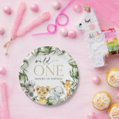 Oerwouden dieren, Safari, Wild One, Eerste Dag Papieren Bordje (Feest)