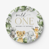 Oerwouden dieren, Safari, Wild One, Eerste Dag Papieren Bordje (Voorkant)