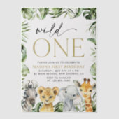Oerwouden dieren, Safari, Wild One, Eerste Dag Vellum Uitnodigingen (Voorkant)