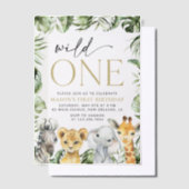 Oerwouden dieren, Safari, Wild One, Eerste Dag Vellum Uitnodigingen (Offset)