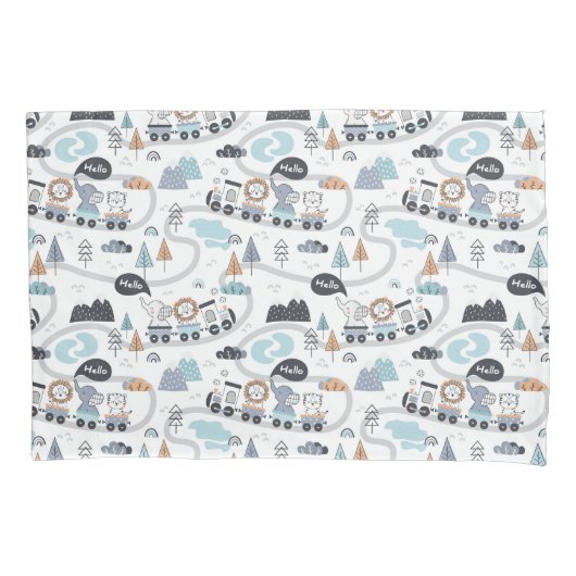 Oerwouden Dieren trainen Baby Toddler Boy Kussensloop (Voorkant)