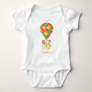 Oerwouden dieren warme luchtballon kleurig romper