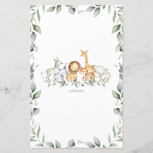 Oerwouden dieren wensen Baby shower gaam (Achterkant)