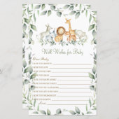 Oerwouden dieren wensen Baby shower gaam (Voorkant / Achterkant)