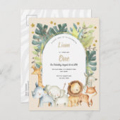 Oerwouden jongen eerste verjaardag van Safari Uitnodiging Briefkaart (Voorkant / Achterkant)