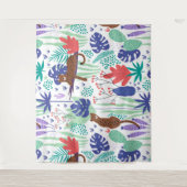 Oerwouden katten met bloemen en bladeren wandkleed (Voorkant)