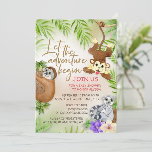 Oerwouden laten het avontuur beginnen met de schoe kaart (Staand voorkant)