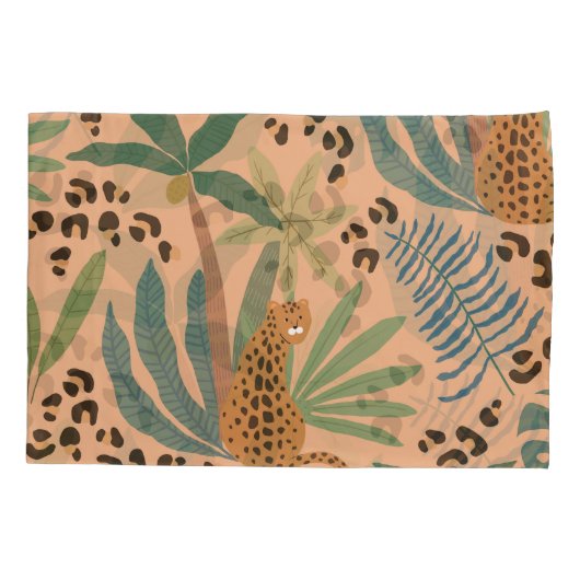 Oerwouden luipaard print: Dierlijk naadloos patroo Kussensloop (Achterkant)