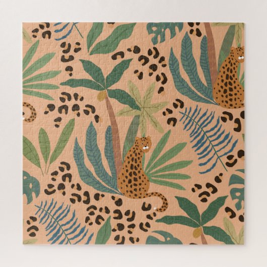 Oerwouden luipaard print: Dierlijk naadloos patroo Legpuzzel (Verticaal)