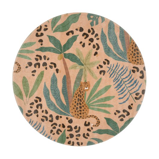 Oerwouden luipaard print: Dierlijk naadloos patroo Snijplank (Voorkant)