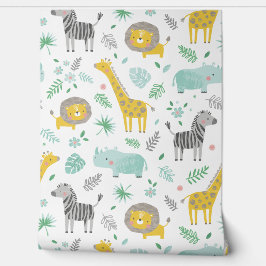 Oerwouden met bladeren en bloemen behang