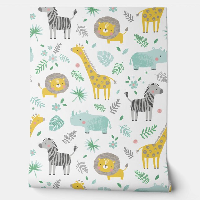 Oerwouden met bladeren en bloemen behang (Afrollen)