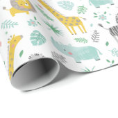 Oerwouden met bladeren en bloemen cadeaupapier (Rol Hoek)