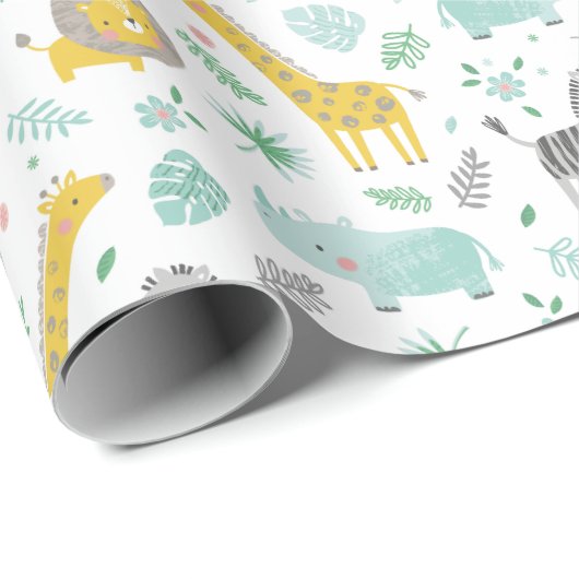 Oerwouden met bladeren en bloemen cadeaupapier (Rol Hoek)