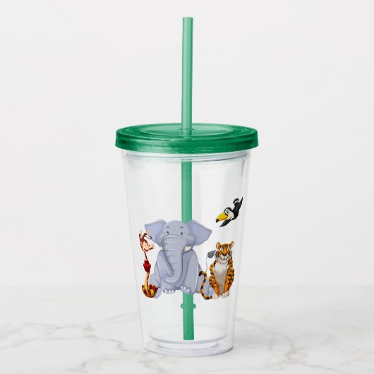 Oerwouden: olifant, tijger, aap acryl drinkbeker (Voorkant)