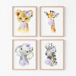 Oerwouden, Paarse kauwgom, geslachtsneutraal Muurkunst Sets